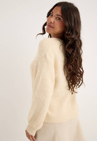 Onlnellie Ls V-neck Cardigan Beige
