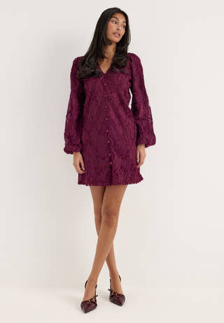 Objlucie Luka L/S RE DRESS Red
