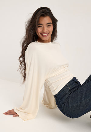 Long Sleeve Fitted Top White