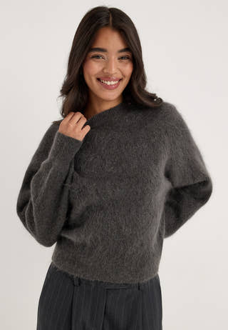 Slwmira Ls Knit Short O-neck Grey