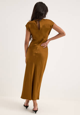 Slwvida Slim Capsleeve Ankle Dress Brown
