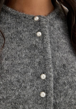 Onlzaggie Ls Button Cardi Cc Knt Grey