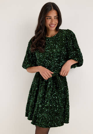 Vifaith O-neck 3/4 SHORT DRESS Green