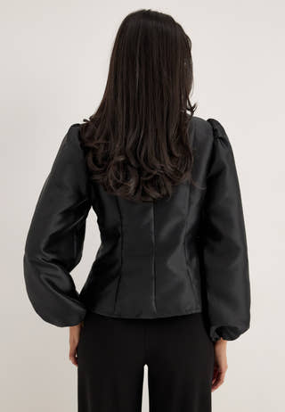 Vishina L/S O-NECK SHAPED TOP Black