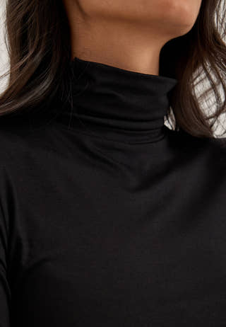 Longer Sleeve Turtleneck Top Black