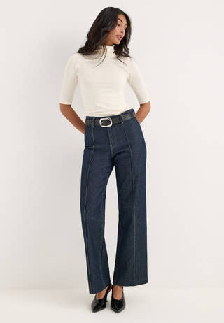 Longer Sleeve Turtleneck Top White