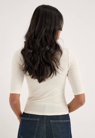 Longer Sleeve Turtleneck Top White