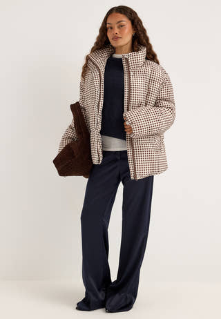 Pcasta Aop Puffer Jacket Brown