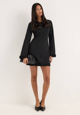 Pcpaige Ls Frill Dress Black