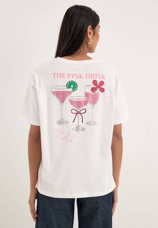 Pcefni Ss Printed T-shirt White