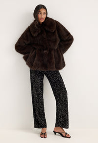 Short Peplum Faux Fur Coat