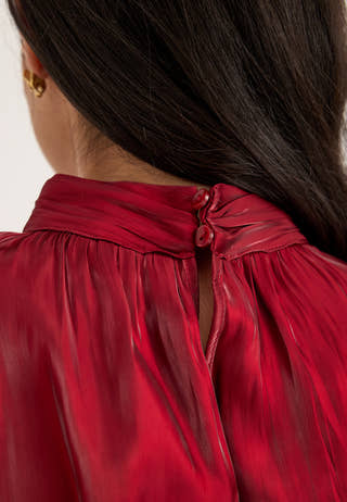 Vmpolly Ls High Neck Top Red