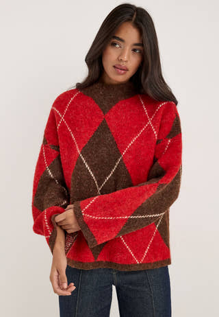 Vmhasel Ls Highneck Argyle Pullover