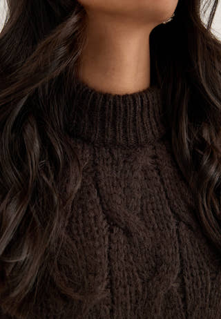 Vmmaybe Ls High Neck Cable Pullover Brown
