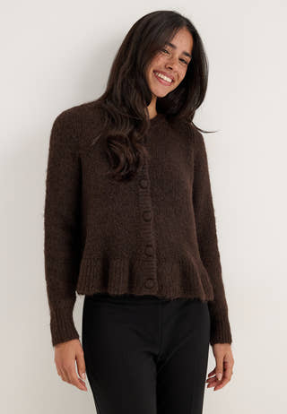 Vibows L/S Flounce Knit Cardigan Grey