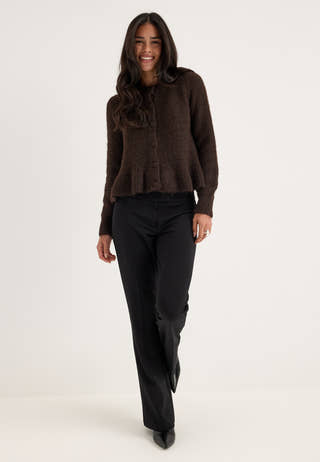 Vibows L/S Flounce Knit Cardigan Grey