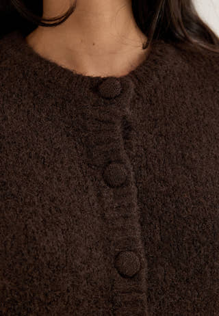 Vibows L/S Flounce Knit Cardigan Grey