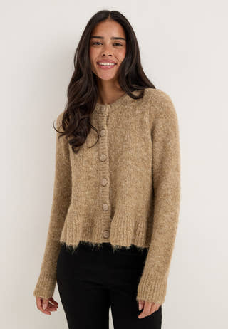 Vibows L/S Flounce Knit Cardigan Grey