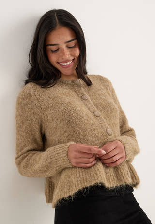 Vibows L/S Flounce Knit Cardigan Grey