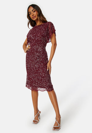 Scallop Sequin Midi Dress