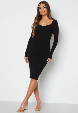 Sweetheart Rib Knit Midi Dress