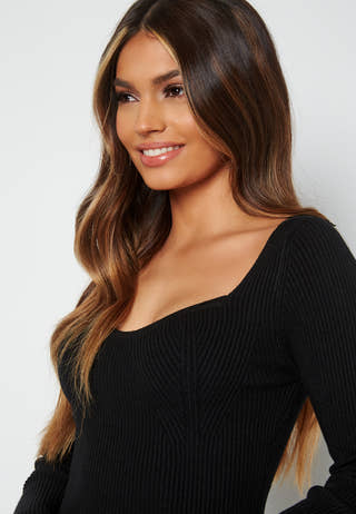 Sweetheart Rib Knit Midi Dress