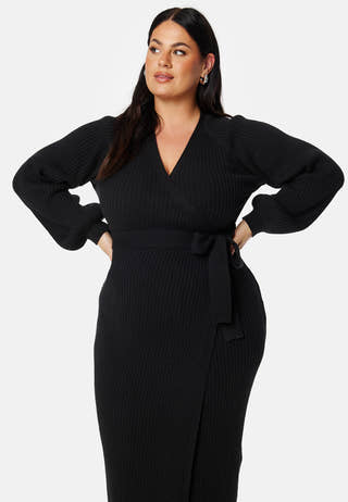 Wrap Rib Knitted Midi Dress