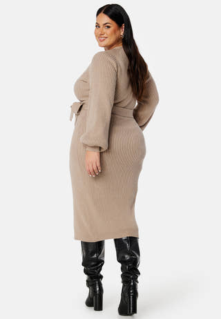 Wrap Rib Knitted Midi Dress