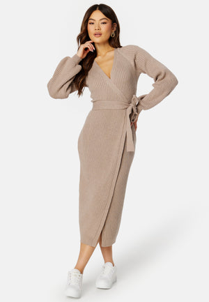 Wrap Rib Knitted Midi Dress