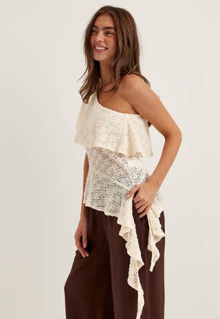 Asymmetric Frill Lace Top