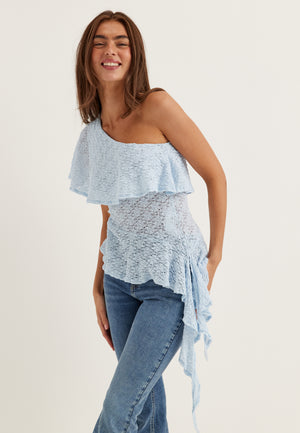 Asymmetric Frill Lace Top
