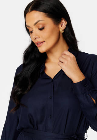Belted L/S Viscose Shirt Dress