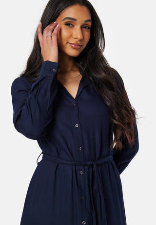 Belted L/S Viscose Shirt Dress