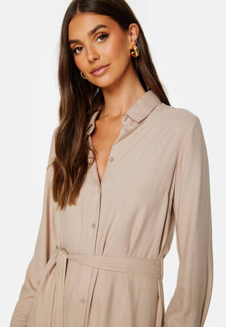 Belted L/S Viscose Shirt Dress