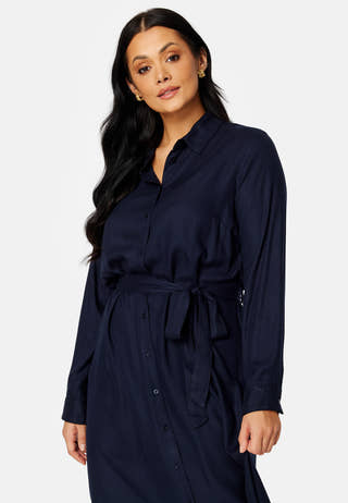 Belted L/S Viscose Shirt Dress