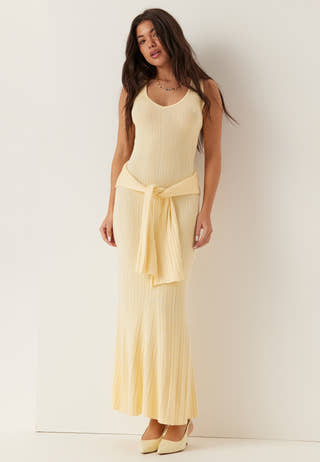 Knitted V-neck Dress