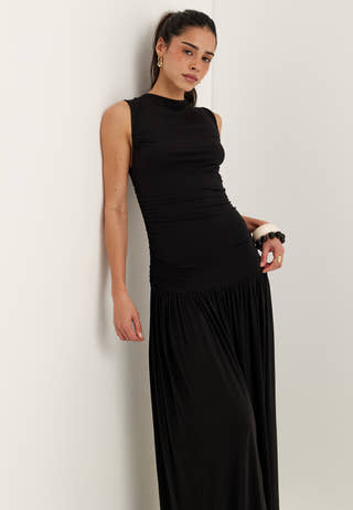 Gathered Side Maxi Dress