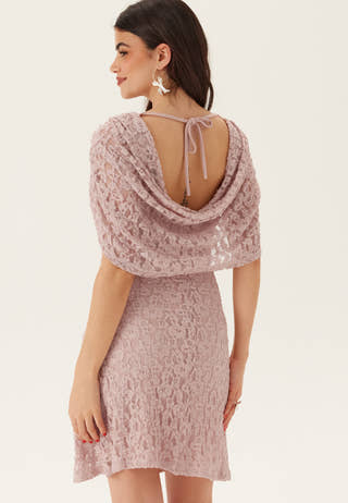 Drapy Cape Lace Dress