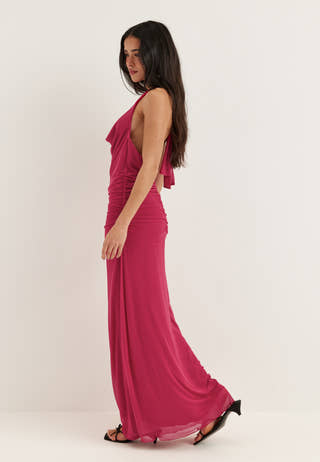Drapy Halterneck Mesh Dress
