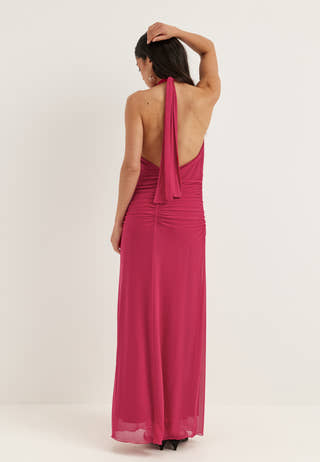 Drapy Halterneck Mesh Dress