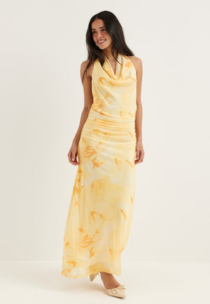 Drapy Halterneck Mesh Dress