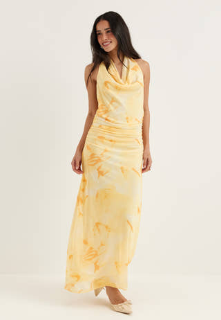 Drapy Halterneck Mesh Dress