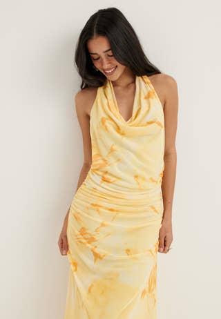 Drapy Halterneck Mesh Dress