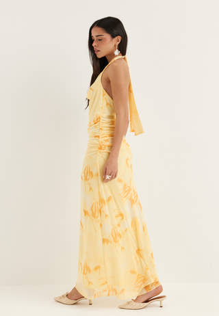Drapy Halterneck Mesh Dress