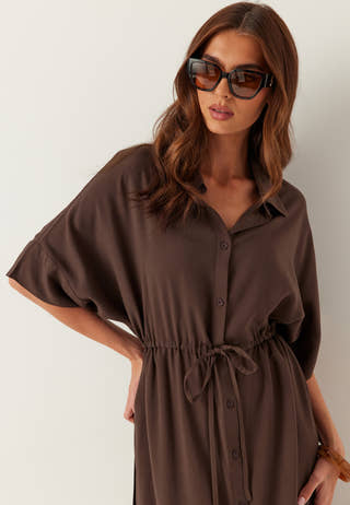Drawstring Viscose Shirt Dress