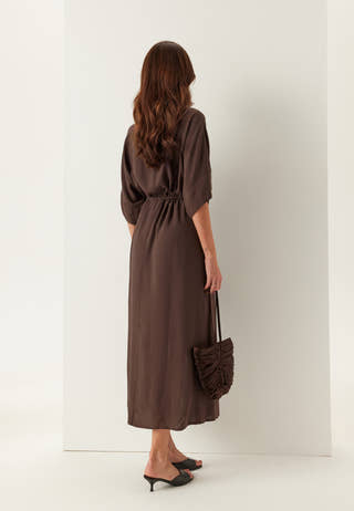 Drawstring Viscose Shirt Dress