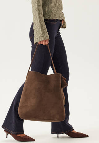 Faux Suede Large Tote Bag