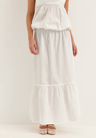 Flounce Detail Cotton Skirt