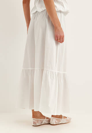 Flounce Detail Cotton Skirt