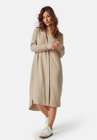 Hidden Button Shirt Dress